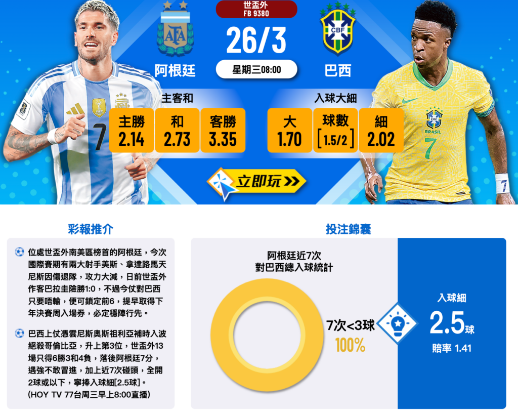 阿根廷 vs 巴西 