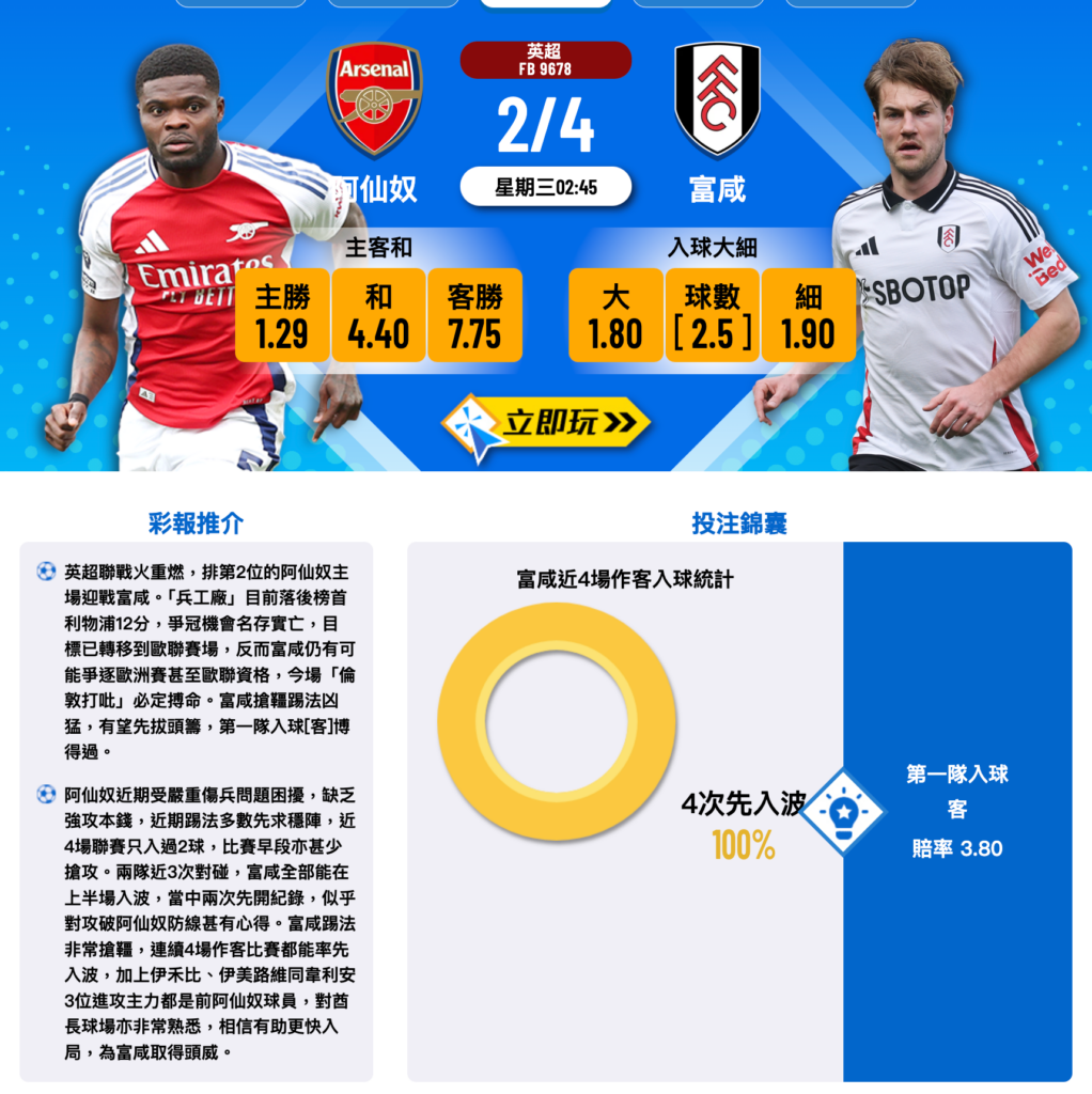阿仙奴 vs 富咸