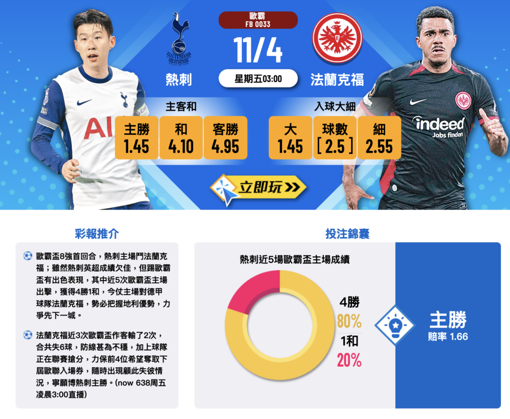 熱刺 VS 法蘭克福