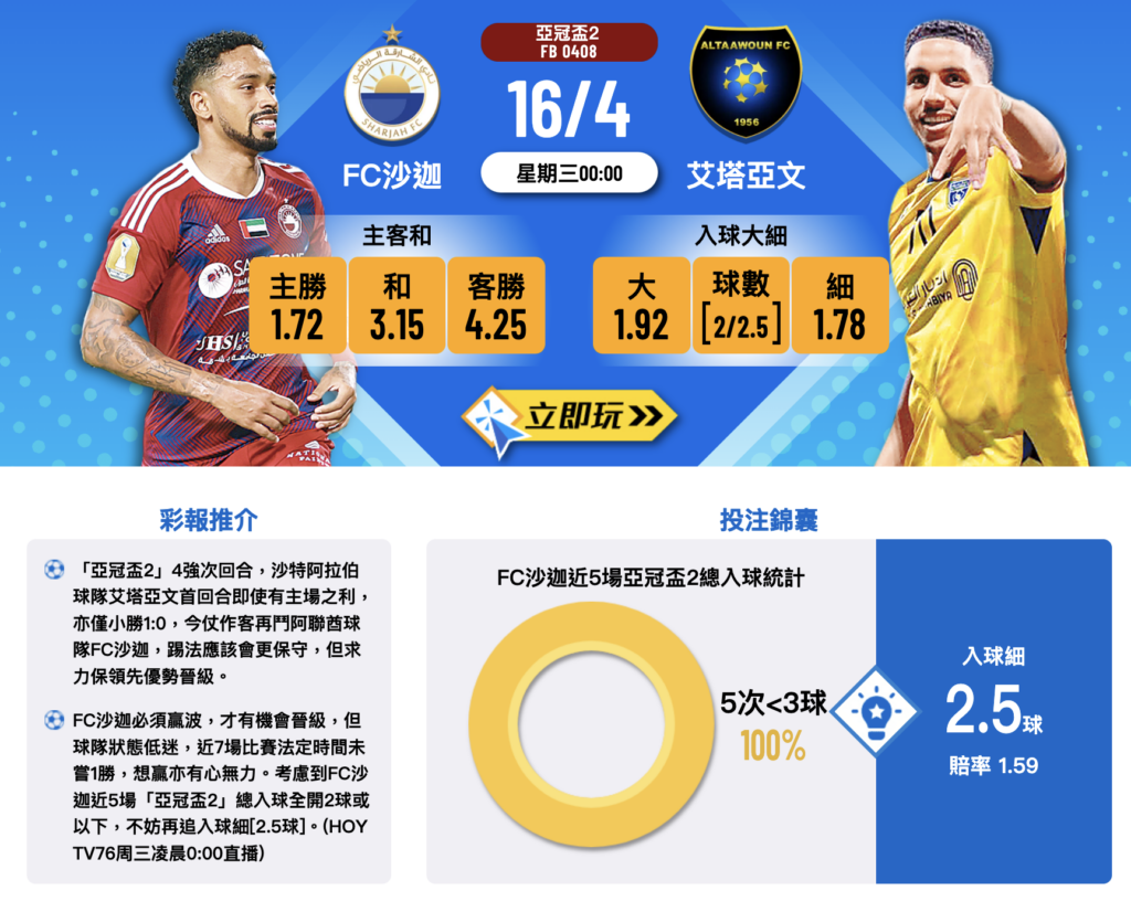 FC沙迦 vs 艾塔亞文