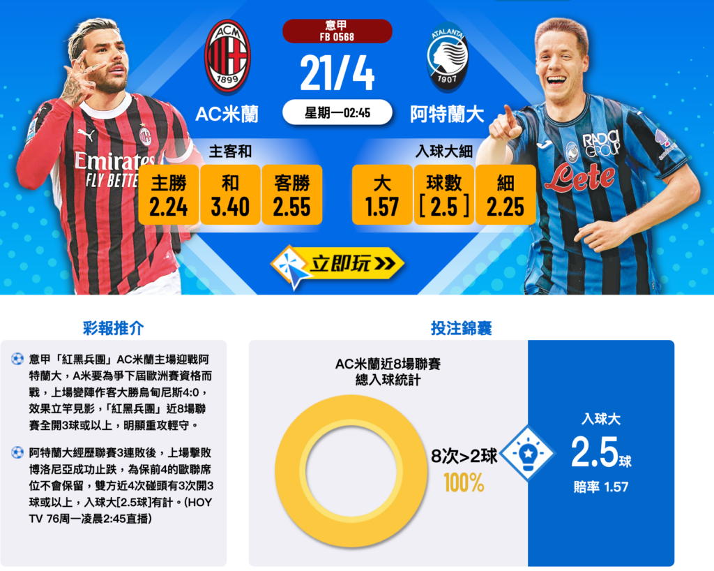 AC米蘭 vs 阿特蘭大