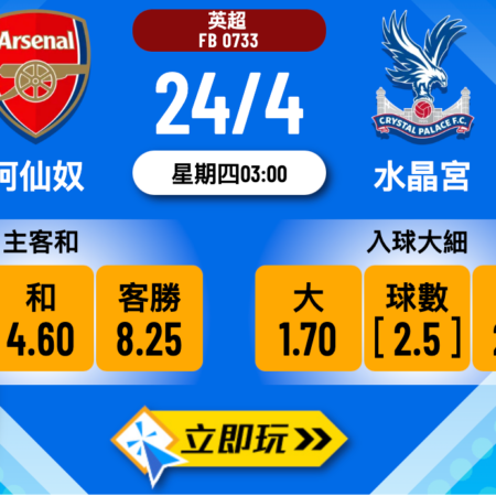 阿仙奴 vs 水晶宮精選樂古波膽推介：五大數據深度分析