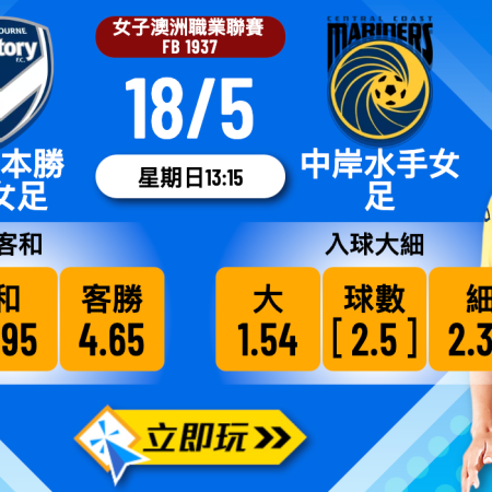 墨爾本勝利女足 vs 中岸水手女足波膽推介：詳盡賽前數據分析與預測2024