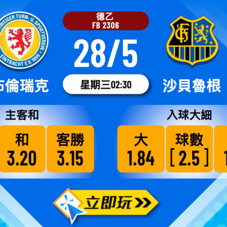 布倫瑞克 vs 沙貝魯根德乙升降附加賽最新波膽分析與大細球推介（2024最新權威）