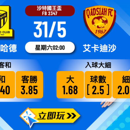 伊蒂哈德 vs 艾卡迪沙 波膽預測：五大盤路及入球數據深度分析