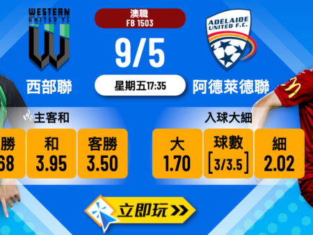 西部聯 vs 阿德萊德聯：專業樂古波膽推介與數據分析（2024澳職季後賽篇）
