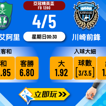 吉達艾阿里 vs 川崎前鋒波膽推介：全方位分析與預測5大重點