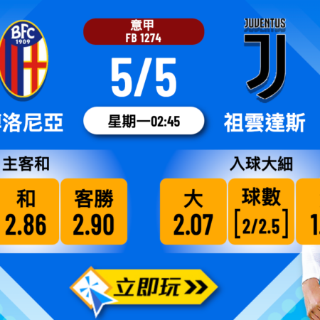 博洛尼亞 vs 祖雲達斯：五大數據波膽精選及投注建議
