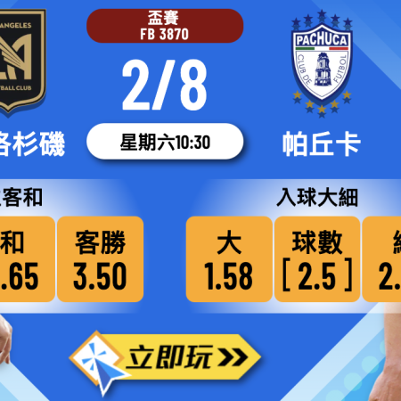 北美聯盃2025前瞻：FC洛杉磯 vs 帕丘卡 數據拆解與波膽心水