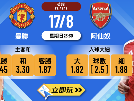 英超仙魔大戰3大玄機：曼聯 vs 阿仙奴 深度前瞻及波膽推介