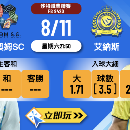 沙職前瞻：尼奧姆SC vs 艾納斯 3大關鍵數據分析