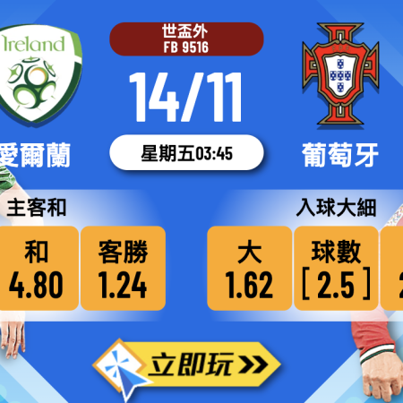 世盃外前瞻：愛爾蘭 vs 葡萄牙 3大焦點分析