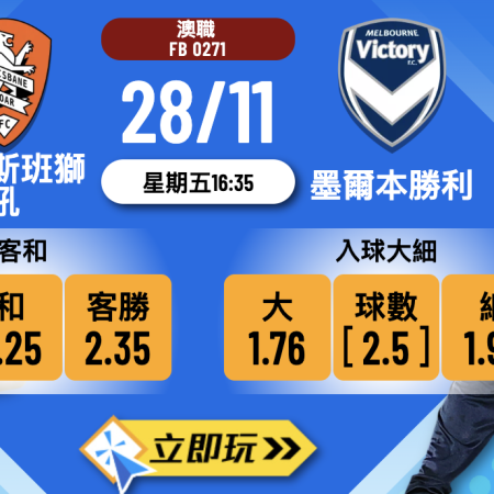 澳職前瞻2025：布里斯班獅吼 vs 墨爾本勝利 深度分析