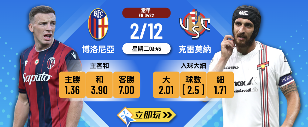 博洛尼亞 vs 克雷莫