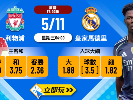 歐聯前瞻：利物浦 vs 皇家馬德里 3大看點與賽事分析