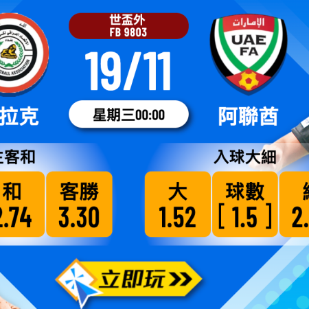 世盃外生死戰：伊拉克 vs 阿聯酋 3大關鍵數據分析