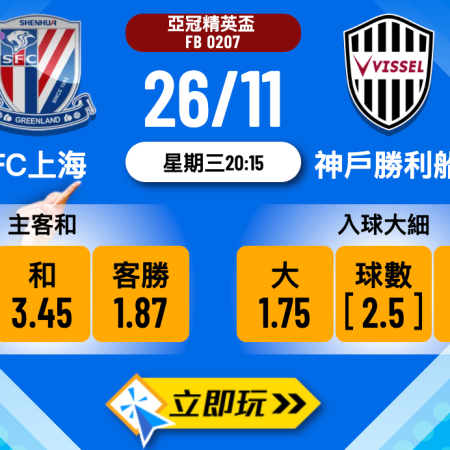 FC上海 vs 神戶勝利船 深度前瞻分析：亞冠精英盃2大焦點！