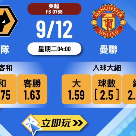 英超前瞻：狼隊 vs 曼聯 3大關鍵數據分析與波膽推介