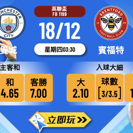 2025 英聯盃8強前瞻：曼城 vs 賓福特 3大波膽心水推介