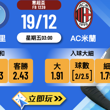 意超盃前瞻2025：拿玻里 vs AC米蘭 3大波膽心水推介