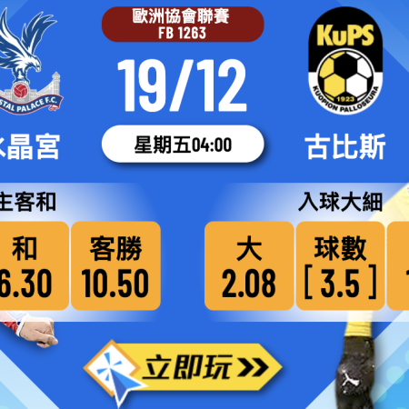 水晶宮 vs 古比斯 2025歐協聯激戰：3大心水波膽預測