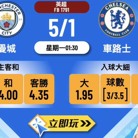 【英超獨家分析】曼城 vs 車路士 2026 雙藍會終極預測！
