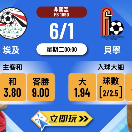 2025非國盃16強心水：埃及 vs 貝寧 3大必睇波膽預測