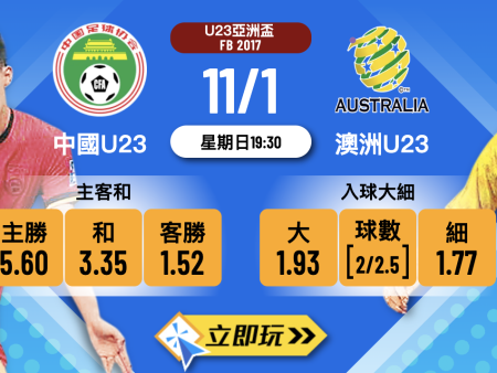 中國U23 vs 澳洲U23 U23亞洲盃 3大關鍵數據分析！