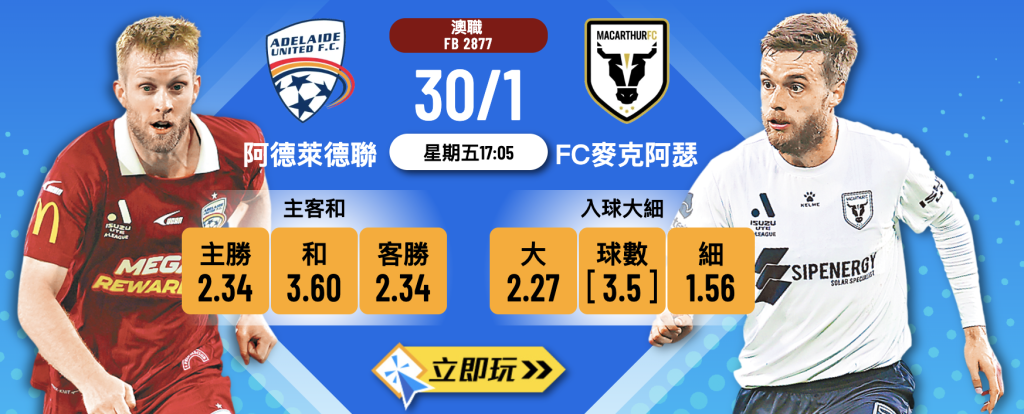 阿德萊德聯 VS FC麥克阿瑟