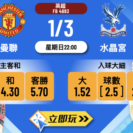 3大理由必捧紅魔！曼聯 vs 水晶宮 復仇戰全分析 樂古波膽推介
