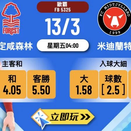 🏆【樂古娛樂波膽推介】歐霸16強激戰：諾定咸森林 vs 米迪蘭特 賽前分析與投注攻略⚽