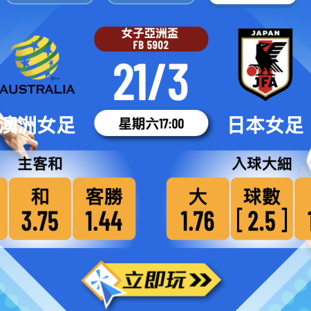🏆 樂古娛樂波膽推介：女子亞洲盃決賽 澳洲女足 vs 日本女足 爭霸戰全面分析