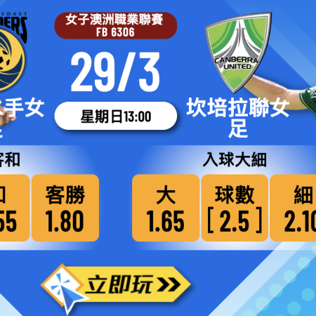 樂古娛樂波膽推介：中岸水手女足 vs 坎培拉聯女足 3大贏錢秘笈全公開！ ⚽
