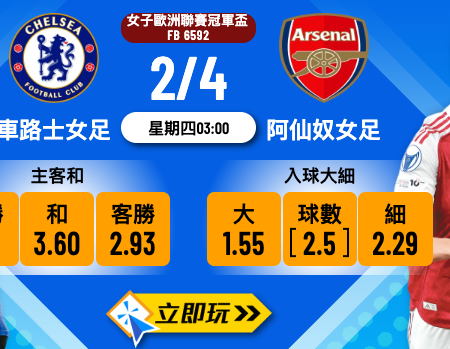 必睇！女子歐聯8強次回合：車路士女足 vs 阿仙奴女足 3大波膽推介