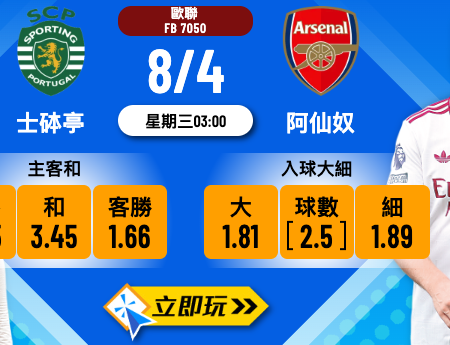 士砵亭 vs 阿仙奴：歐聯8強激戰，主場龍發威定兵工廠發炮？ (附10倍波膽推介)