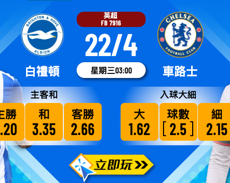 白礼顿 vs 车路士 英超深夜场：海鸥主场强势，誓啄碎低迷蓝战！⚽