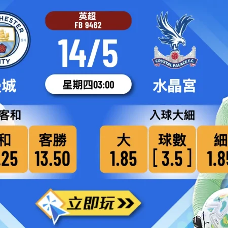 🔥曼城鬥水晶宮：3.5球大盤攻略+3:1波膽獨家心水🔥