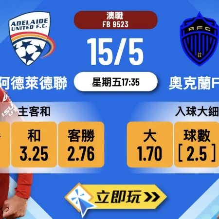 【澳職波膽預測】5月15日阿德萊德聯火併奧克蘭FC 和局專家再演入球騷？🔥