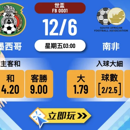 墨西哥 vs 南非 2大波膽推介：揭幕戰捉「細」最著數🔥⚽