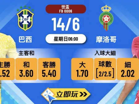 巴西 vs 摩洛哥｜樂古娛樂波膽推介：C組首戰火花四濺，入球格局點睇？